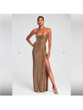 Women's retrofête Bronze Sequin Cowl Neck Maxi Dress S